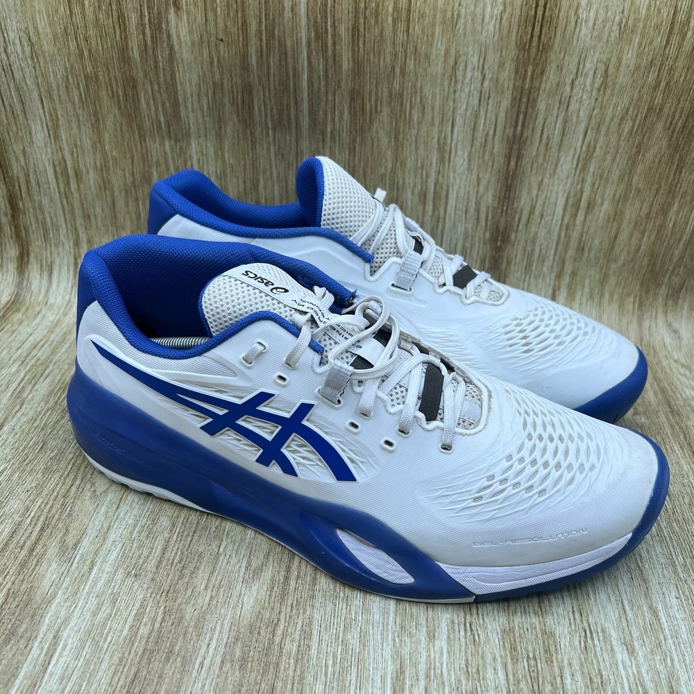 ASICS Gel-Resolution X Tennis Shoes Men's Size 12.5 Wide White Blue 1041A487